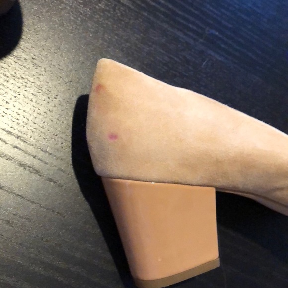 Camel/cream color suede Calvin Klein block heels. - Picture 4 of 4